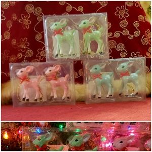 3 Sets Retro Deer Ornaments NWT